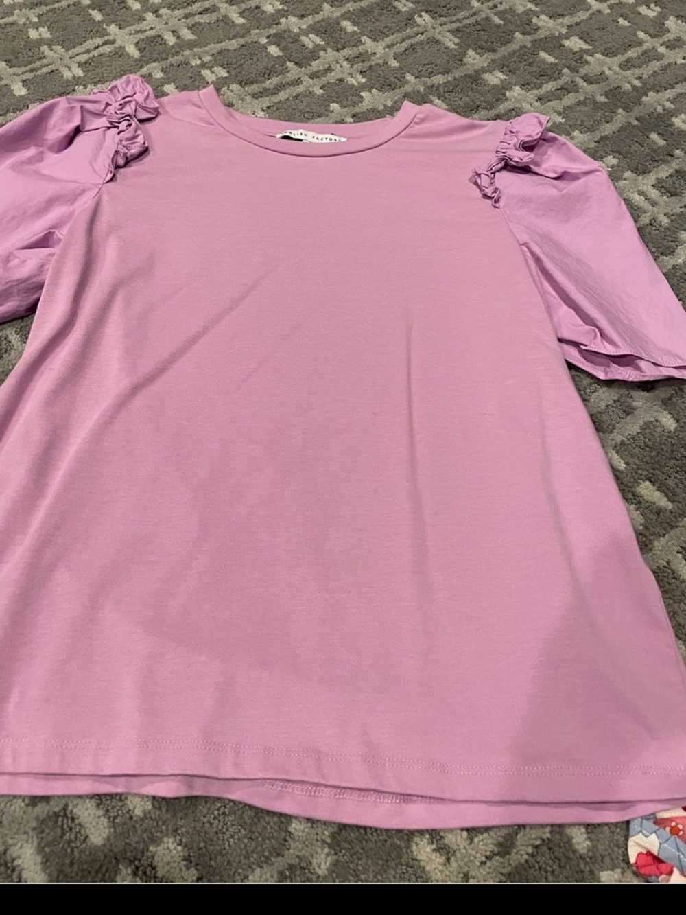 English Factory Lavender Short Sleeve Crewneck Tee with Ruffles